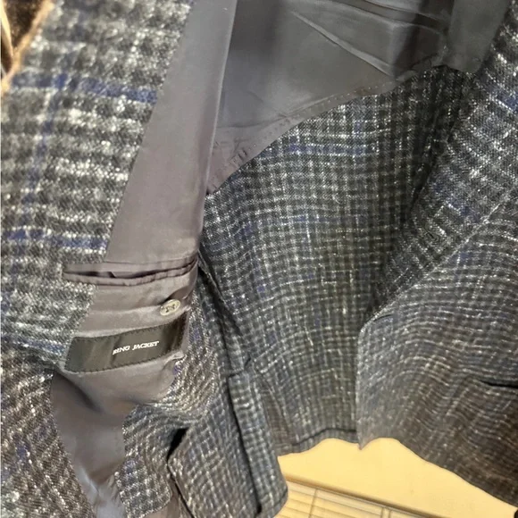 Ring Brand Men's Navy & Grey Check Blazer